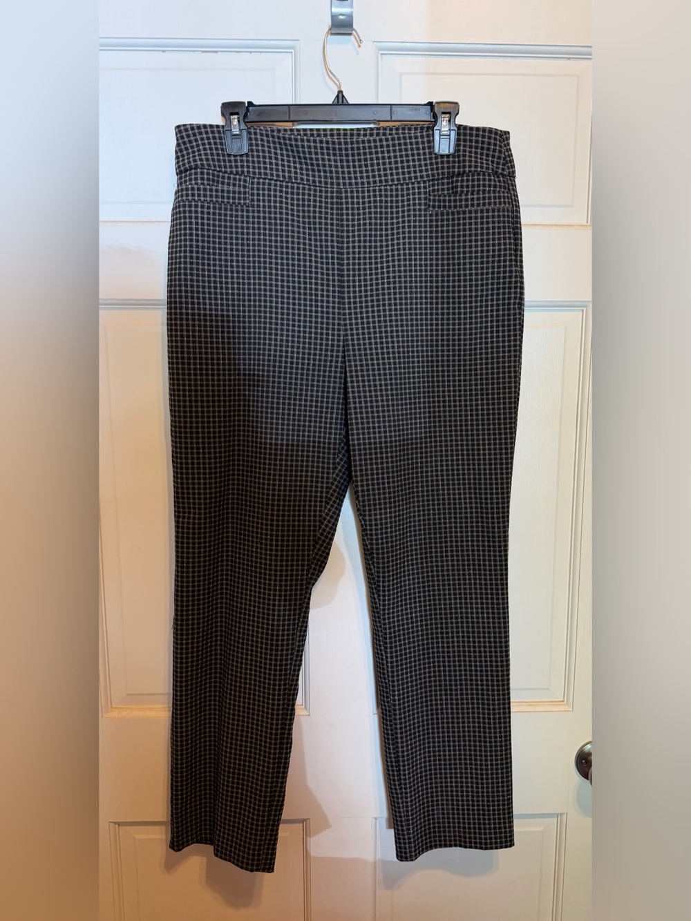 Kim Rogers tummy control black/gray checkered pants - 14 short